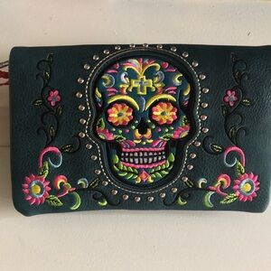 American Bling Sugar Skull clutch